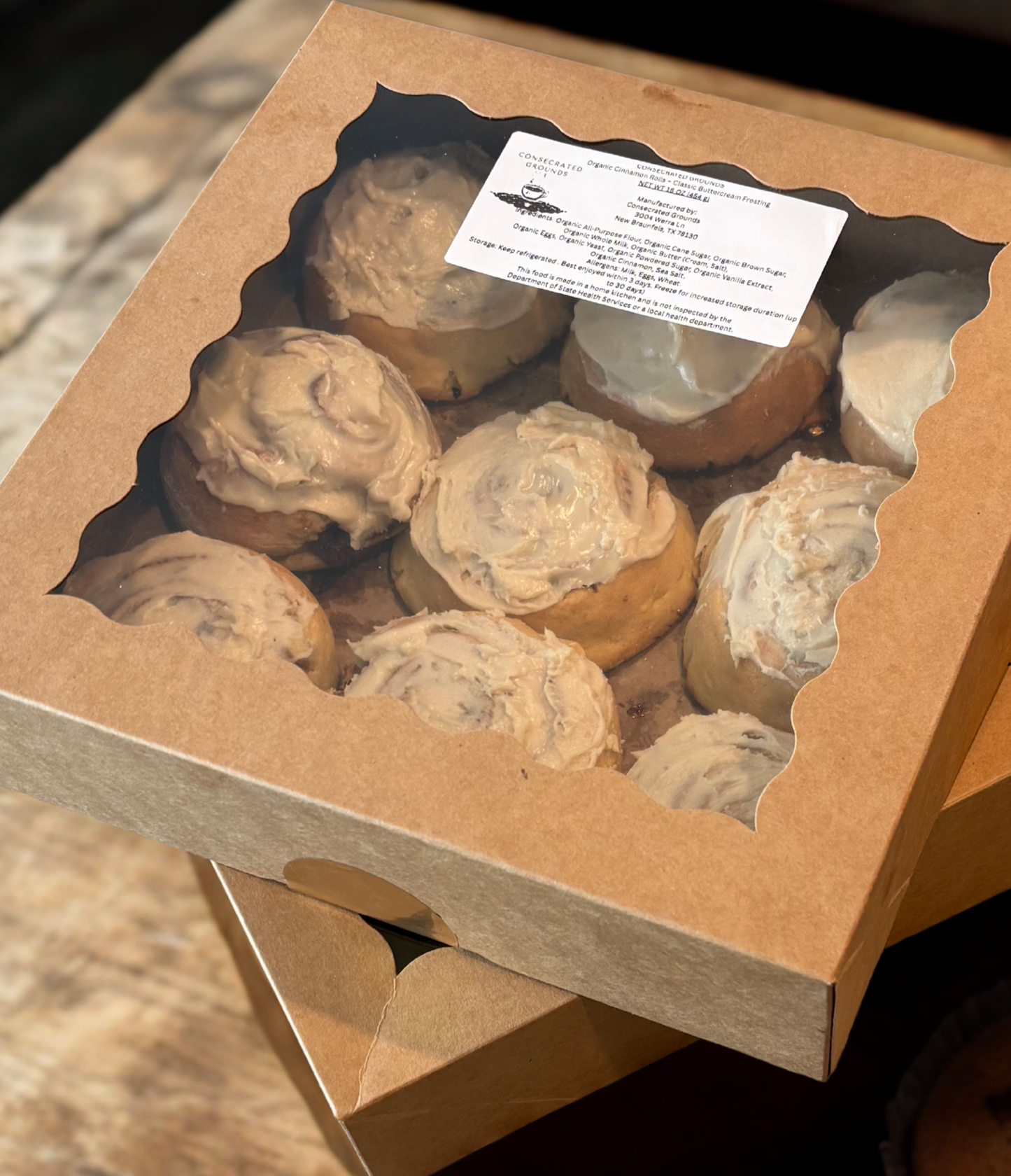 Organic Cinnamon Rolls with Classic Buttercream Icing - 12 Count (Pre-Order Pickup Only)