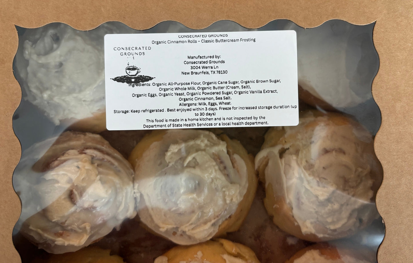 Organic Cinnamon Rolls with Classic Buttercream Icing - Rolls 6 Count (Pre-Order Pickup Only)